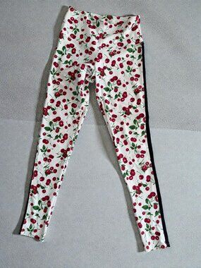 STRUT THIS Cherry Print Pinstripe Leggings Size Large